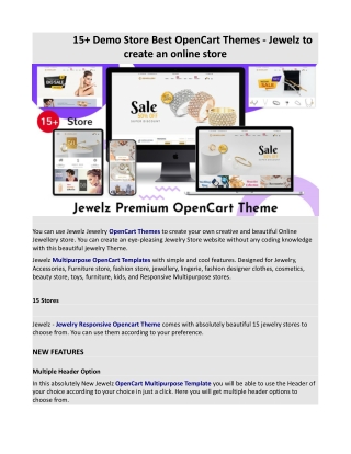 15  Demo Store Best OpenCart Themes - Jewelz to create an online store