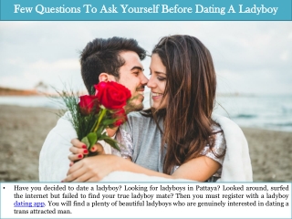 Few Questions To Ask Yourself Before Dating A Ladyboy