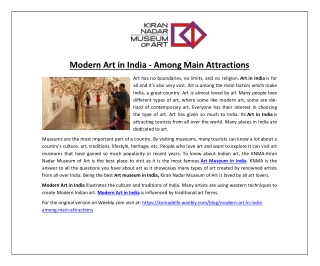 Modern Art in India - Among Main Attractions