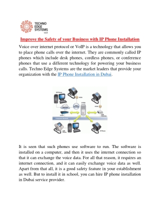 Improve the Safety of your Business with IP Phone Installation