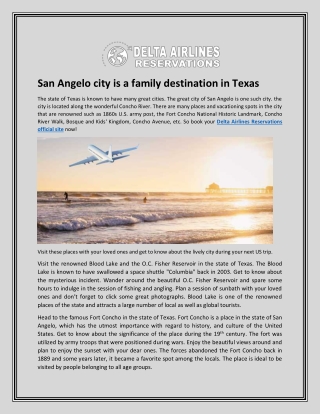 San Angelo city is a family destination in Texas