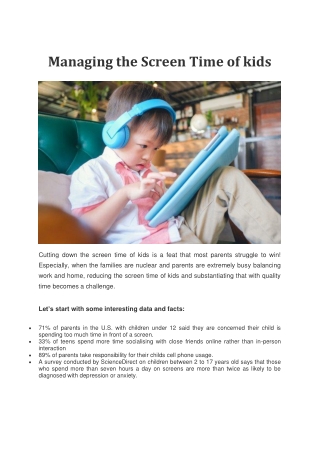 Managing the Screen Time of kids