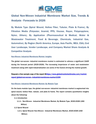 Global Non-Woven - Industrial Membrane Market Size, Trends & Analysis - Forecasts to 2026