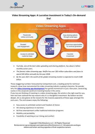 Video Streaming Apps: A Lucrative Investment in Today’s On-demand Era!