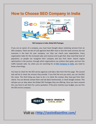 Choose Best SEO company in India | SEO India Online