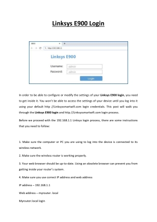 Cisco Linksys E900 Login