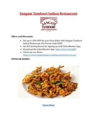 10% off – Sangam Tandoori Indian Restaurant Williamstown