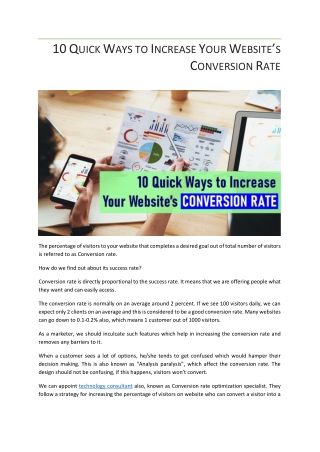 10 Quick Ways to Increase Your Website’s Conversion Rate