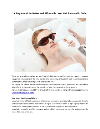 A Step Ahead for Better and Affordable Laser Hair Removal in Delhi