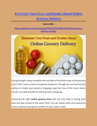 Eliminate Your Fears and Doubts About Online Grocery Delivery