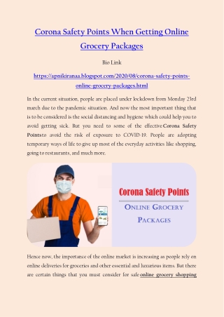 Corona Safety Points When Getting Online Grocery Packages