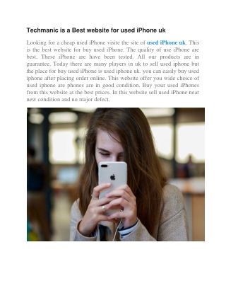 Techmanic is a Best website for used iPhone uk