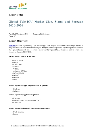 Tele-ICU Market Size, Status and Forecast 2020-2026