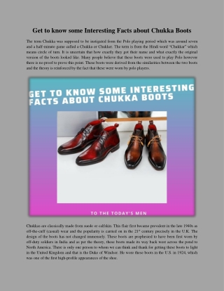 Get to know some Interesting Facts about Chukka Boots