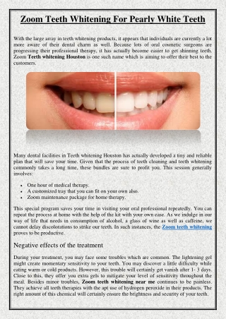 Zoom Teeth Whitening For Pearly White Teeth
