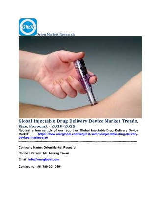 Global Injectable Drug Delivery Device Market Trends, Size, Forecast - 2019-2025