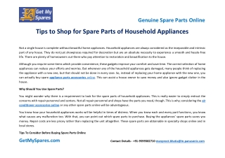 Tips to Shop for Spare Parts of Household Appliances