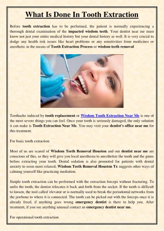 What Is Done In Tooth Extraction