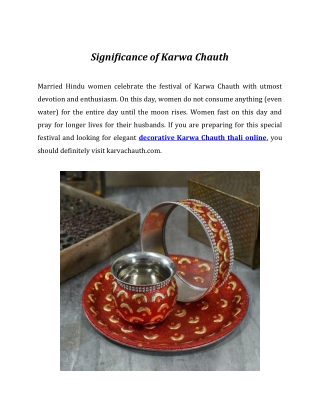 Significance of Karwa Chauth