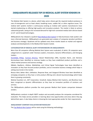 Best Medical Alert System Vendors In 2020