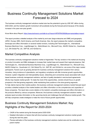 Business Continuity Management Solutions Market Growth 2024