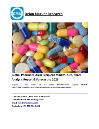 Global Pharmaceutical Excipient Market Size, Industry Trends, Share and Forecast 2019-2025