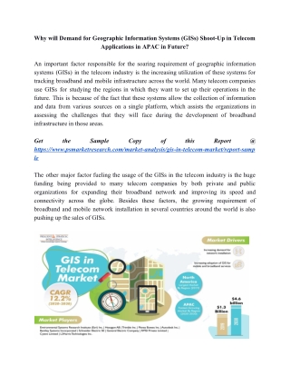 Why will Demand for Geographic Information Systems (GISs) Shoot-Up in Telecom Applications in APAC