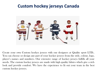 Custom hockey jerseys Canada