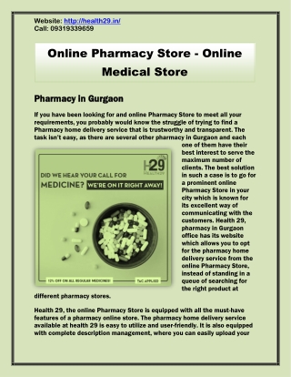 Online Pharmacy Store - Online Medical Store