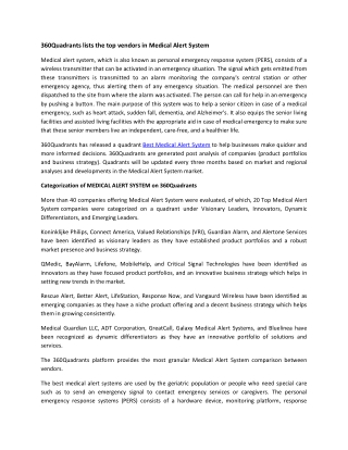 Best Medical Alert System in 2020 - 360Quadrants