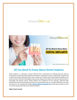 All You Need To Know About Dental Implants