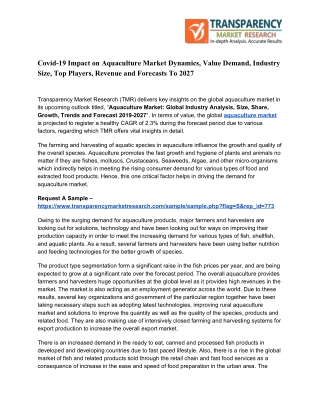 COVID-19 Impact On Aquaculture Market Dynamics, Value, Opportunity Assessment till 2027