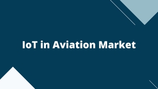 IoT in Aviation Market – Global Opportunities and Forecast, 2020-2027