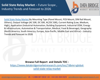 Solid State Relay Market – Future Scope , Industry Trends and Forecast to 2026