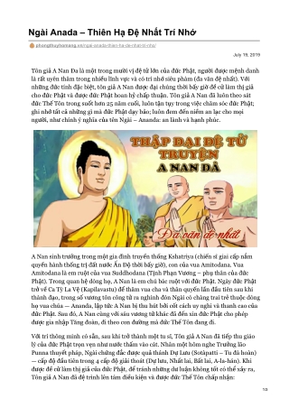 Ngài Anada – Thiên Hạ Đệ Nhất Trí Nhớ