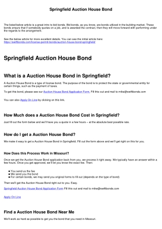 Springfield Auction House Bond