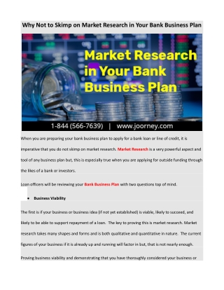 Why Not to Skimp on Market Research in Your Bank Business Plan