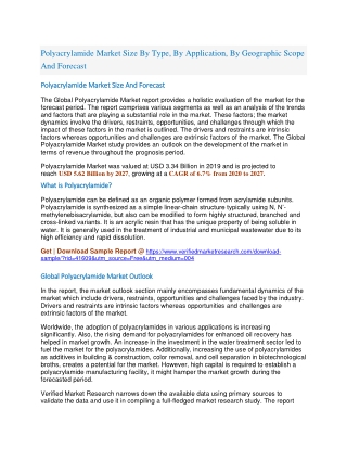 Polyacrylamide Market Size By Type, By Application, By Geographic Scope And Forecast