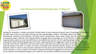 Best OverHead Garage Doors Service in Fort Myers FL - Action Door