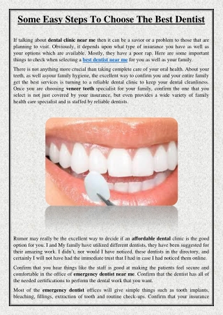 Some Easy Steps To Choose The Best Dentist