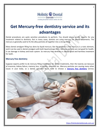 Get Mercury-free dentistry service and its advantages