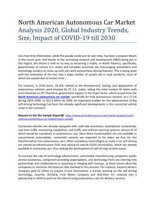 North American Autonomous Car Market Forecast Report To 2030