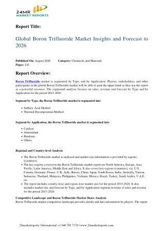 Boron Trifluoride Market Insights and Forecast to 2026