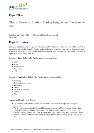 Extruded Plastics Market Insights and Forecast to 2026