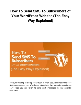 How To Send SMS To Subscribers of Your WordPress Website (The Easy Way Explained)