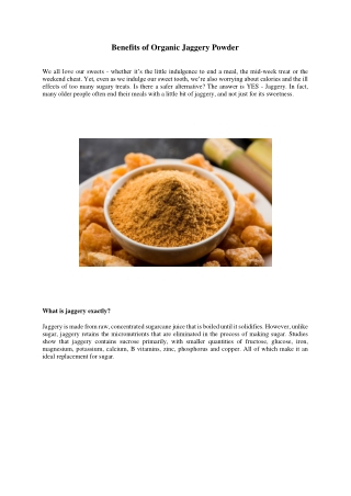 Benefits Of Organic Jaggery Powder