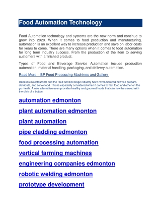 Food Automation Technology