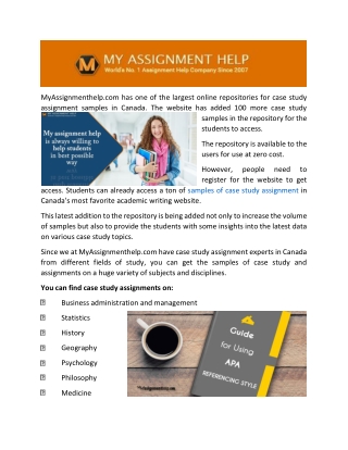 Example Of a Case Study Assignment- myassignmenthelp.com