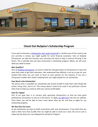 Check Out NuSpine’s Scholarship Program