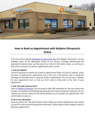 How to Book an Appointment with NuSpine Chiropractic Online